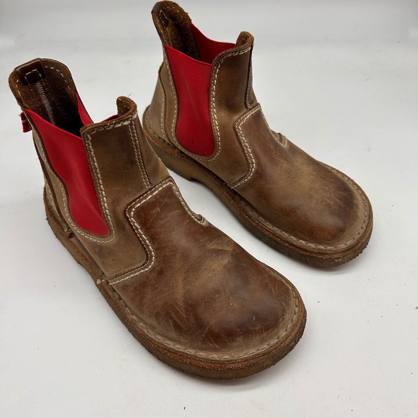 Duckfeet Roskilde Brown Leather Red Elastic Chelsea Boots Eu 37 Crepe Sole — image 2 of 8